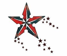 a red, white and blue star with black stars on it's back side