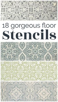 Stencil Patterns For Floors, Stencils For Concrete Floors Patio, Porch Cement Floor Ideas, Stenciled Floor Concrete, Stenciled Tile, Concrete Floor Stencil Ideas, Floor Stencil Patterns Templates, Stenciled Concrete Floor Indoor, Floor Stencils