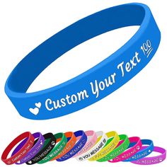 Personalized Silicone Wristbands, Custom Bulk Rubber Bracelets – Amlion.Store Rubber Wristbands, Custom Wristbands, Motivational Bracelets, October Ideas, 13th Birthday Gifts, Ball Aesthetic, School Supply Labels, Pink October, Custom Bracelet