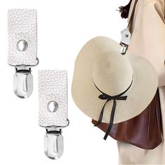 PRICES MAY VARY. 【2Pack Hat Clips for Travel 】The package includes 2PCS PU leather leather hat clip for travel, 6 different colors namely red, brown, yellow, blue, white and black, sufficient to meet your using and decoration needs,also you can share with your friends and families. 【Premium Material】The hat clip for travel on bag is made of PU leather and alloy, firm and reliable, comfortable to touch without scratching or hurting your hat.You can use it for a long time. It may be tight when you Hat Clip For Travel, Hands Free Bag, Hat Holder, Hat Clip, Purse White, Travel Hat, Leather Hat, Luggage Backpack, Hat Clips