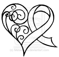 a heart shaped tattoo design with swirls and scrolls in the center, on a white background