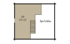 the floor plan for a loft with stairs and an upper level bedroom on the second floor