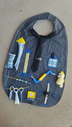 a bib that has various items on it