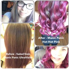 Manic Panic Hot Hot Pink on Unbleached Hair I love it! #manicpanic #hothotpink Manic Panic Colors, Glam Hair, Hair Color And Cut, Colored Hair, Summer Hair Color, Pretty Hair, Color Hair, Brunette Hair