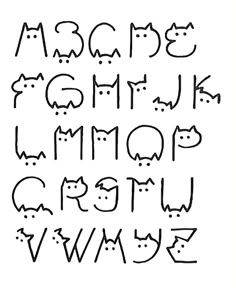 the alphabet with cats drawn on it