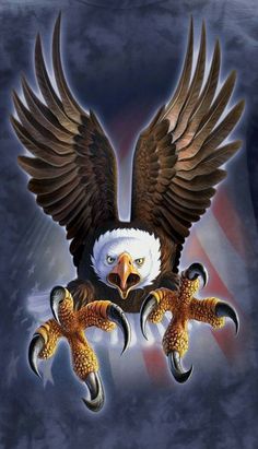 an eagle with two starfishs in its claws and another bird on the ground