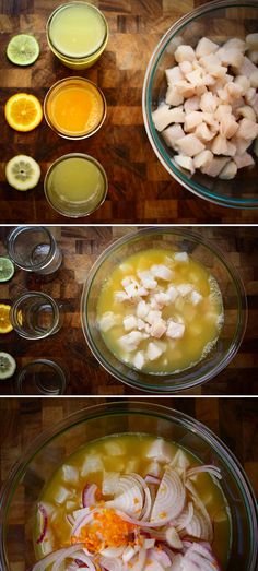 the process of making chicken soup is shown here