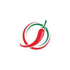 a red pepper on a white background with green and red lines in the shape of a circle