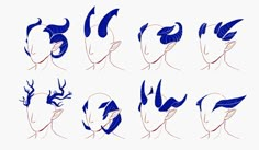 an image of the head and shoulders of a woman with different hair styles on her face