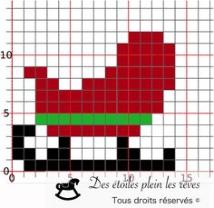 a cross stitch pattern with the shape of a red and black heart on it's side