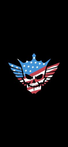 an american skull with the colors of the usa flag on it's face and wings