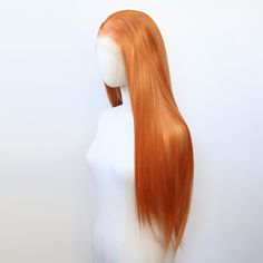 Ginger Orange Wig Synthetic Lace Front Wig Long Straight Orange Lace Front Synthetic Wig Pre Plucked Orange Wig, Very Long Hair, Synthetic Lace Front Wigs, Synthetic Wig, Lace Front Wig, Synthetic Wigs, Lace Front Wigs, Heat Resistant, Lace Front