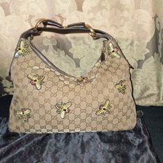 Pre Loved With Care.... Bees Was Added To Cover Flaws. I Had To Find A Way To Reinvent This Beauty. Light Wear On Both Of The Corners As Shown In Pics Above. Inside Is Clean. Dust Bag Is Included... Hate To Let Go...Have To Let Go. She Needs A New Home Gucci Purse, Beauty Light, Find A Way, Gucci Bags, Let Go, Gucci Bag, New Home, Dust Bag, Bag Lady