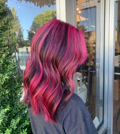 hair strand life cycle Pink Hair With Brown Highlights, Pink Hair Over Brown, Bright Pink Highlights In Brown Hair, Brown And Hot Pink Hair, Black And Pink Short Hair, Hot Pink Underneath Hair, Black Pink Hair Color, Hot Pink And Brown Hair, Hot Pink Highlights In Black Hair