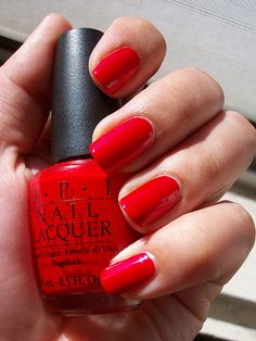 OPI oui bit of red Lou Boutin, Red And Black Nails, Opi Red, Hand Nails, I Nails, Opi Polish, N Nails, Red Manicure