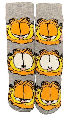 GARFIELD CAT Ladies Cozy Warmer Slipper Socks Shoe Size 4-10 Shell 80% Acrylic, 19% Polyester, 1% Spandex Lining 100% Polyester High Point Design Brand Garfield Cat, Point Design, Tea Towel Gift, Disney Dogs, Primitives By Kathy, Warm Slippers, Crazy Socks, Crazy Dog, Novelty Socks