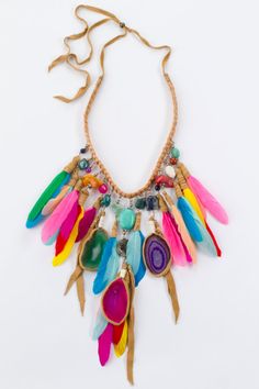 necklace Statement Jewelry Necklace, Phoenix Necklace, Feather Jewelry, Feather Necklaces, Colorful Boho, Hippie Chic, Statement Jewelry, Tassel Necklace, Jewelry Inspiration