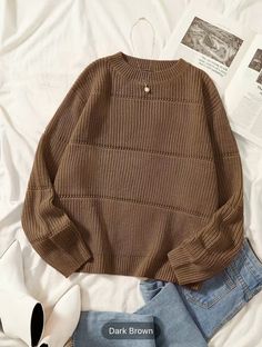 Brown Knit Sweater, Comfy Jumpsuits, Plus Size Pullover, Oversize Pullover, Pullover Outfit, Target Style, Plus Size Sweaters, Plus Size Kleidung, Ribbed Knit Sweater