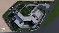 this is an aerial view of a house and parking lot