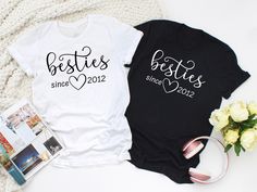 Personalized Besties Since Shirt, Custom Best Friends Sweatshirt, Matching BFF Tee, Besties Trip Outfit, Cute BFF Birthday Gift Celebrate your friendship in style with this Personalized Besties Since shirt! Customize the year to mark the special bond between you and your bestie, making this shirt perfect for best friends who've been together through it all. 🎉 Whether you're planning a besties trip, matching for a special occasion, or looking for a thoughtful birthday gift, this personalized tee or sweatshirt is the perfect way to show off your friendship. Personalize with the year your friendship began Soft, comfortable fabric available as a t-shirt or sweatshirt Available in various sizes for adults and teens Ideal for bestie trips, matching outfits, or BFF birthday gifts A great keepsak Bff Birthday Gifts, Bff Outfits Matching, Matching Bff, Best Friend T Shirts, Friend Shirts, Bff Birthday Gift, Friends Sweatshirt, Bff Birthday, Trip Outfit