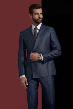 This deep blue navy suit for men or women is a great addition to your suit wardrobe. The subtle finish of varying blue tones adds complexity that assures a complete look each time this suit is paired with any color. This suit can be worn for any professional and personal event and is ready to wear for any season. Like this look, but want to make some changes? Chat with a stylist or book an appointment. FREE SHIPPING ON ORDERS OVER $199 COLOR Navy Blue COMPOSITION 70% Wool + 27% Linen YARN COUNT Elegant Blue Double Breasted Suit For Semi-formal Occasions, Tailored Blue Tuxedo For Formal Occasions, Navy Tuxedo Style Three-piece Suit For Formal Occasions, Navy Tuxedo For Formal Occasions, Navy Three-piece Tuxedo For Formal Occasions, Formal Blue Tuxedo With Pressed Crease, Luxury Blue Tuxedo With Notch Lapel, Timeless Blue Suit For Office, Bespoke Blue Suits For Formal Occasions