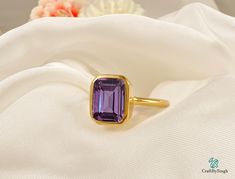 Beautiful Octogen Multicolor Alexandrite Gemstone Ring Made in 925 Sterling Silver. or 18k Gold Filled over silver Makes a Perfect Gift for your Girlfriend, Wife, Mom or Simply an Excellent Addition to Your Jewelry Collection. Dainty Alexandrite Gemstone Ring, Blue Purple Bi Color Stone, Mothers Gift, Solid Handmade Solitaire, 14k Gold Filled, Bezel Set 925 Silver   ------------------------------------------------------------------ Details:- Material: 925 Sterling Silver / 18k Gold Filled/ Rose Gold Tanzanite Birthstone Ring As Gift, Gold Tanzanite Birthstone Ring For Gift, Yellow Gold Tanzanite Birthstone Ring For Gift, Tanzanite Yellow Gold Birthstone Ring As Gift, Gift Yellow Gold Amethyst Ring With Bezel Setting, Yellow Gold Amethyst Ring With Bezel Setting Gift, Yellow Gold Amethyst Ring With Bezel Setting, Gold Emerald-cut Amethyst Ring For Gift, Gold Emerald Cut Amethyst Ring Gift