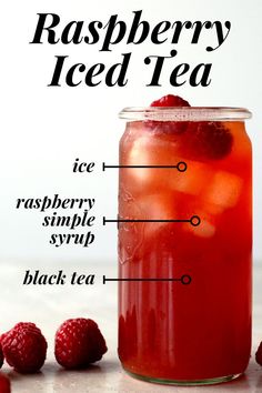 raspberry iced tea in a mason jar