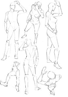 an image of a man's body in different positions and poses, with the outlines