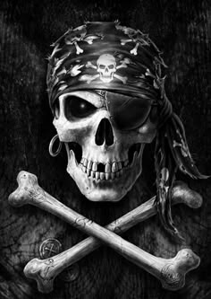 a painting of a pirate skull and crossbones