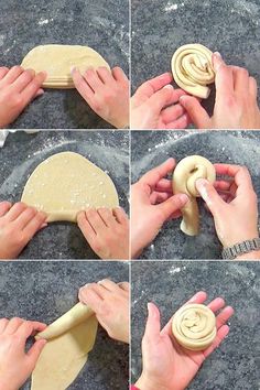 the process of making an uncooked pizza dough with rolled dough and rolling it