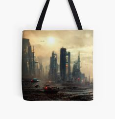 Get my art printed on awesome products. Support me at Redbubble #RBandME: https://www.redbubble.com/i/tote-bag/%D0%A1ity-of-the-future-by-nzbt/131448670.A9G4R?asc=u By Max, Tote Bag Design