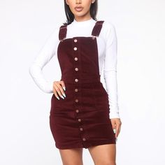 New With Tags- Fashion Nova - Fallin' For You Corduroy Skirtall / Overall / Dress Color: Burgundy Size: Medium Make Me An Offer! Bundle Discounts Available Dresses Fashion Nova, Fashion Nova Dress, Winter Fits, Fashion Nova Dresses, Button Up Dress, Overall Dress, Overall Shorts, Fashion Nova, Winter Outfits