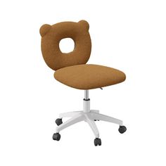 an office chair with wheels and a teddy bear head on it