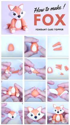 how to make fox fondant cake topper - step by step instructions and video