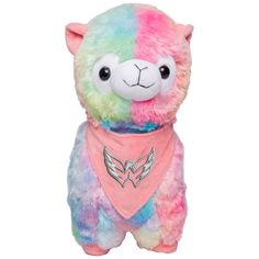 a stuffed animal with a bandana around it's neck and wings on its chest