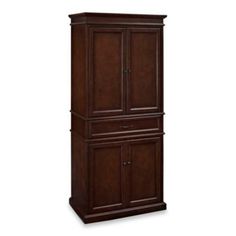 a tall wooden cabinet with two doors