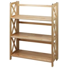 a wooden shelf with three shelves and measurements