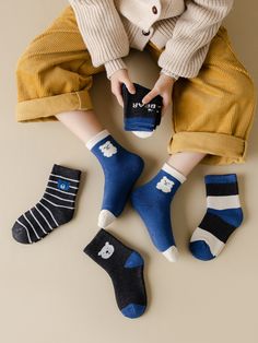 Multicolor  Collar  Fabric   Embellished Medium Stretch Fall,Winter Kids Socks & Tights Video Socks, Socks Photography Ideas, Sock Photography, Mens Winter Socks, Boys Fall Outfits, Boys Cartoon, Trendy Outfit Ideas