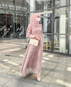 Dress Brokat Hijab, Dress Korean Style Hijab, Gaun Dress, Braidsmaid Dresses, Model Gamis, Kebaya Dress