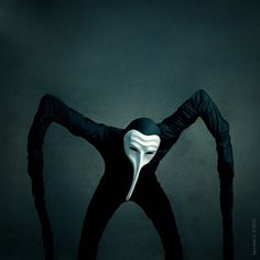 a person in a black and white mask with their arms stretched out to the side