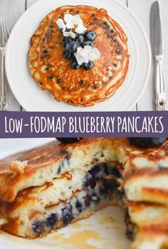 low fodmap blueberry pancakes on a white plate