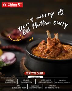 an advertisement for a curry and meat eatery