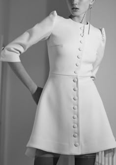 Wool Button Mini Dress | Over The Moon Alternative Wedding Dresses, Cooler Look, Gorgeous Wedding Dress, Narciso Rodriguez, Zac Posen, Rounded Neckline, Stylish Wedding, Looks Chic, Modern Bride