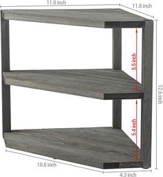 two shelves with measurements for each shelf in the same size as shown on the bottom