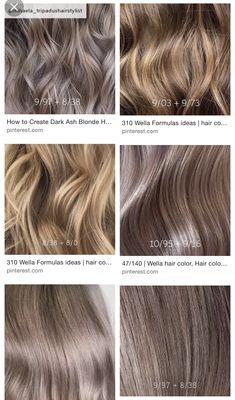 Mushroom Blonde Wella, Mushroom Hair Color Formula, Wella Color Touch Formulas Brown, Wella Hair Color Formulas, Wella Toner Formula, Wella Formulas Blondes, Dark Blonde Formula, Mushroom Blonde Hair Color Formula, Mushroom Brown Hair Color Formula