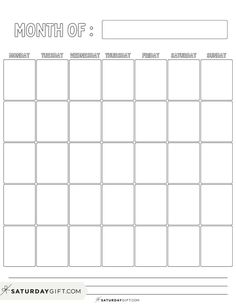 a blank calendar with the words month of march on it