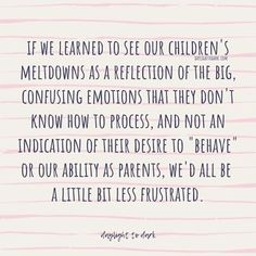 a quote that says if we learned to see our children's meltdowns as a reflection of the big, confusing emotions that they don't know how to process