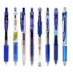 several different types of pens lined up next to each other