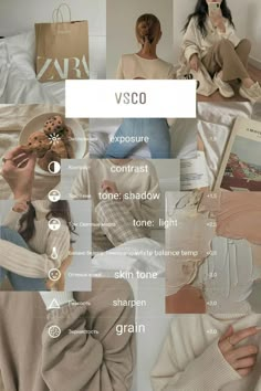 a collage of different images with the words v - co in white on them