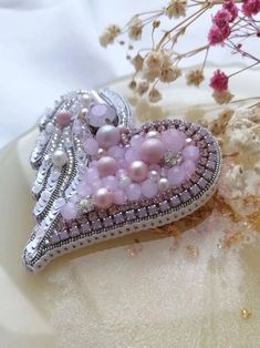 Handmade pearls, rhinestones, pink brooch. Love. Elegant and elegant in any occasion. The perfect gift for that special lady. To the loving girl, on behalf of the brooch holder is full of love Luxury Heart-shaped Brooches For Formal Wear, Pink Brooch Pins For Party, Pink Party Brooch Pins, Elegant Pink Wedding Brooches, Pink Party Brooches With Rhinestones, Pink Rhinestone Brooches For Gifts, Pink Rhinestone Brooches As Gift, Pink Rhinestone Party Brooches, Pink Rhinestone Party Brooch